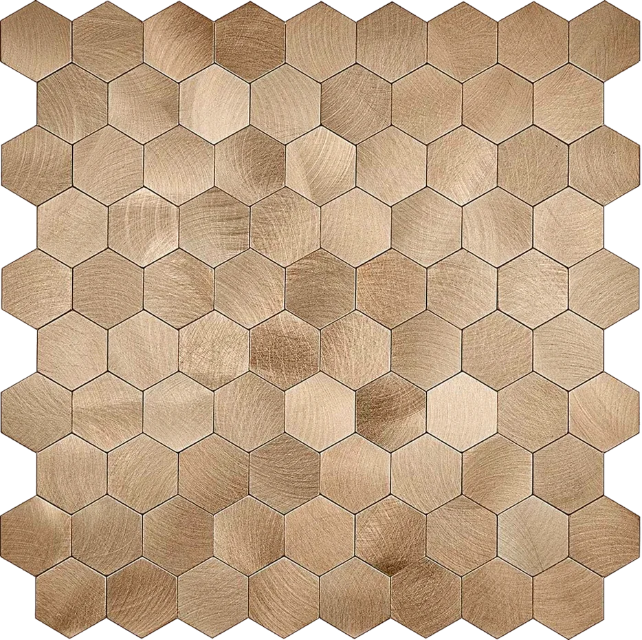 Geborsteld Brons HEXAGON - Zelfklevend Mozaiek