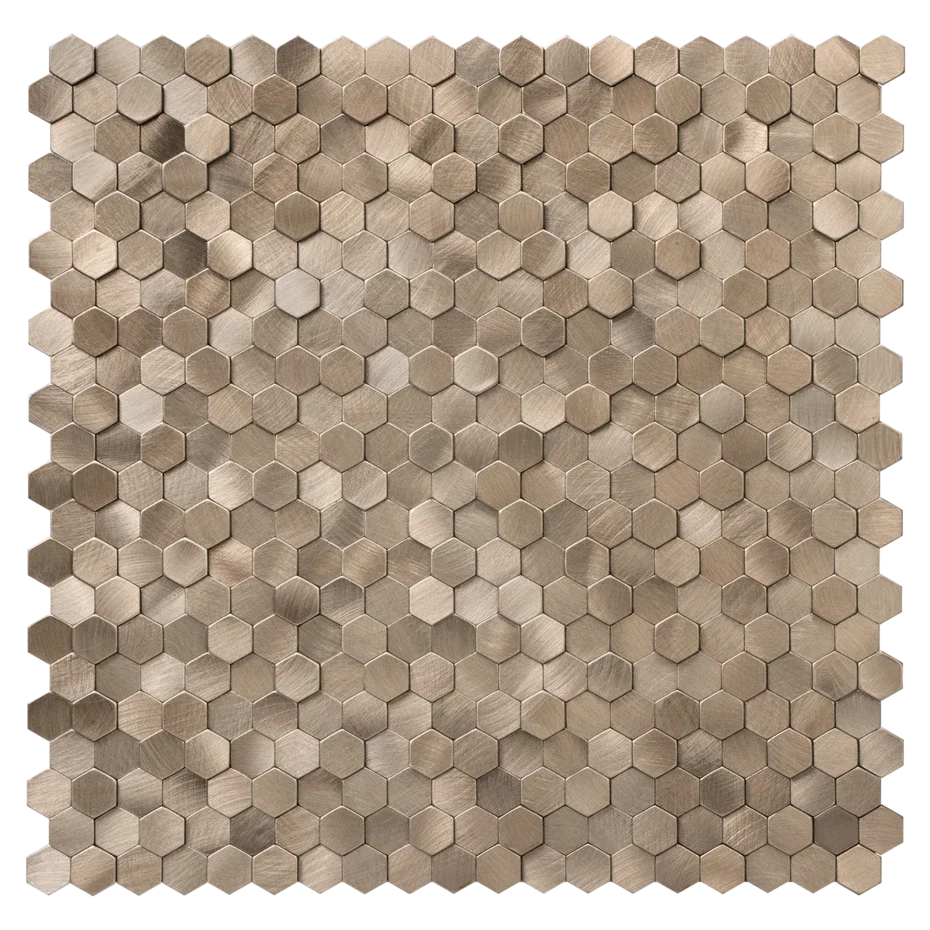 Geborsteld MINI Hexagon Bronce - Zelfklevend Mozaiek