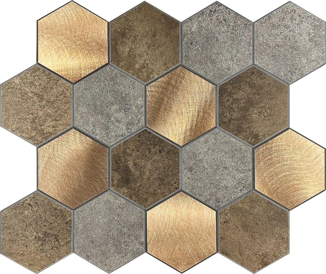 Koper XL Taupe Grijs HEXAGON - Zelfklevend Mozaiek