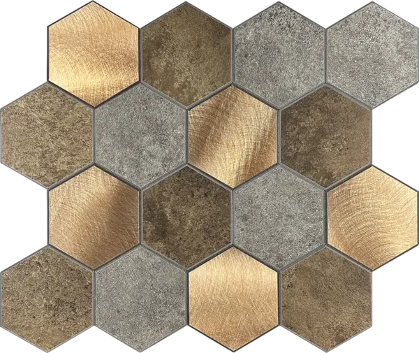 Koper XL Taupe Grijs HEXAGON - Zelfklevend Mozaiek