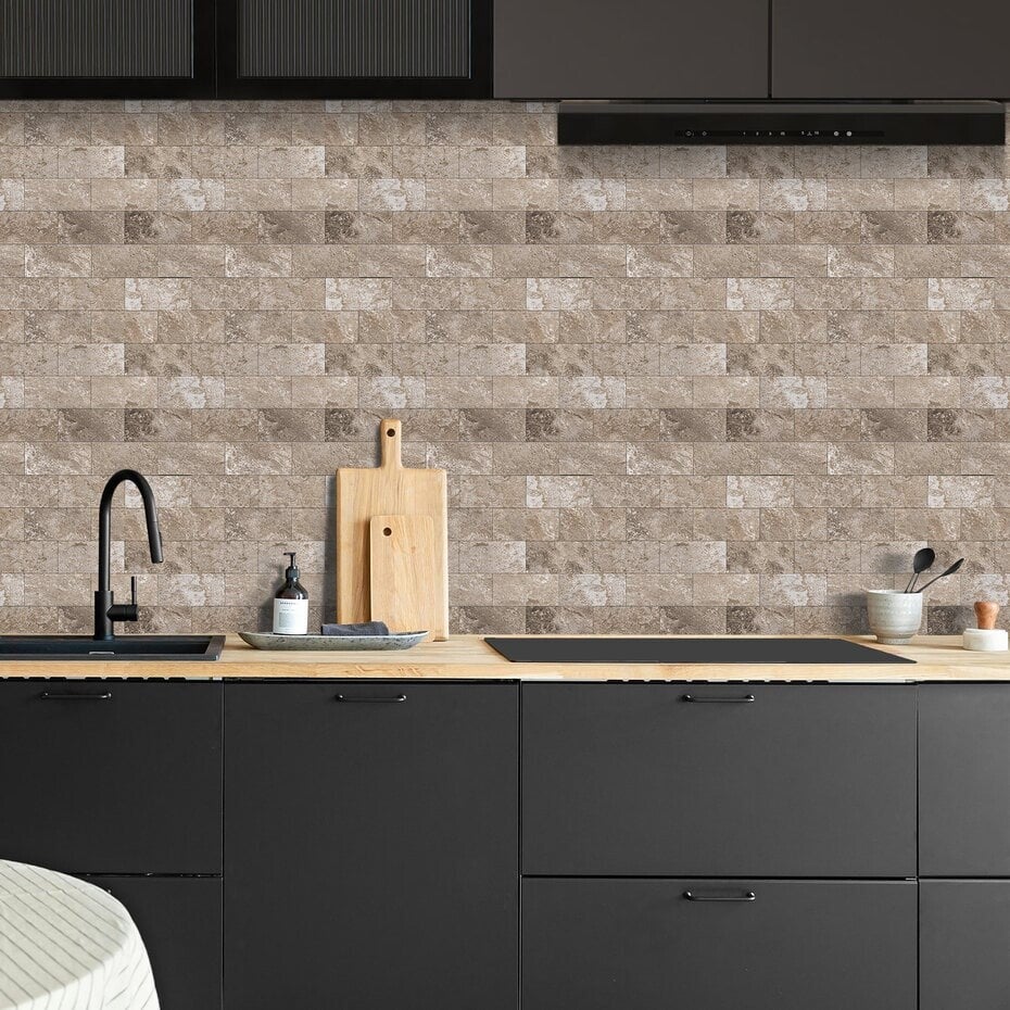 Natuursteen Taupe METRO - Zelfklevend Mozaïek