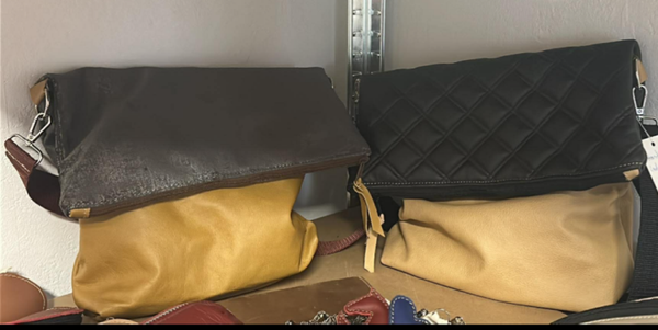 Handtasche  Stoff-Leder-Mix