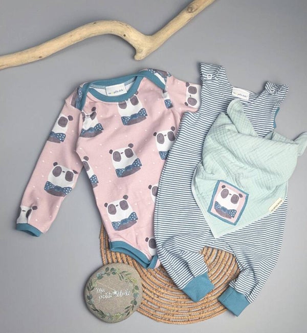 Set | Panda I Strampler, Body und Nuscheli