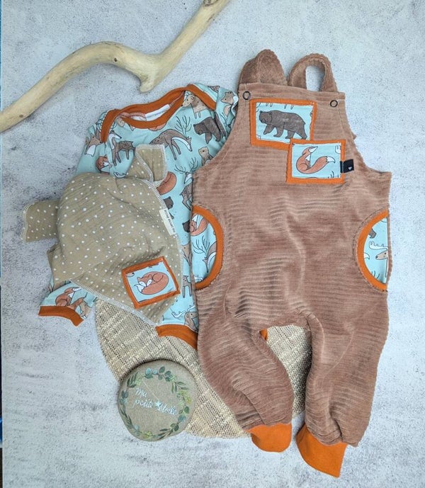 Set l Tiere l Latzhose, Nuschli und Body