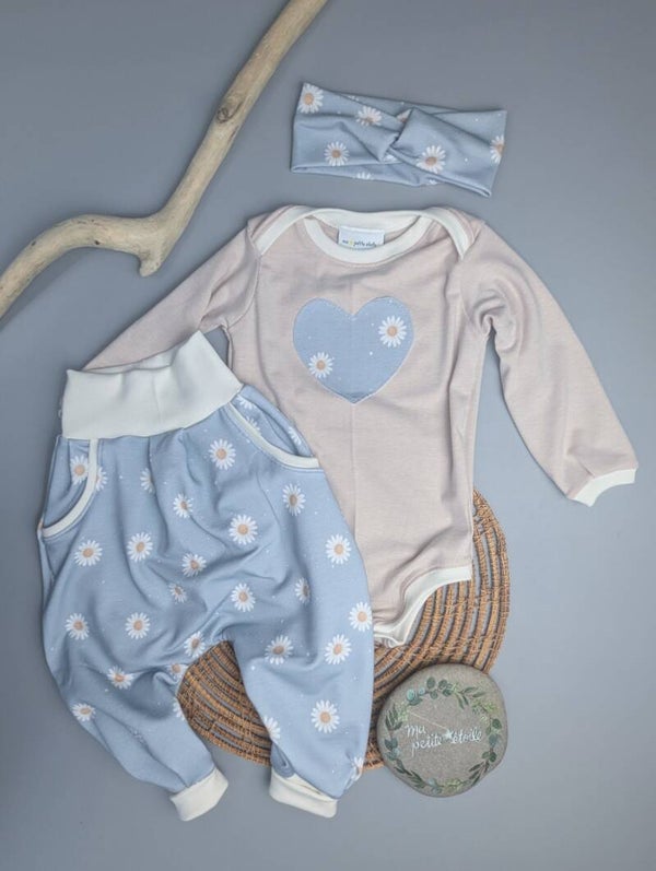 Set l Blumen l Body, Pumphose , Knotenhaarband