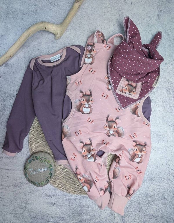 Set l Eichörnchen l Latzhose, Nuschli und Body