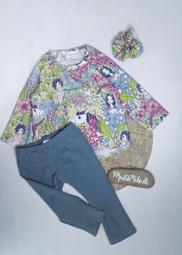 Set | Einhorn I LongShirt , Leggins und Haargummi % SALE %