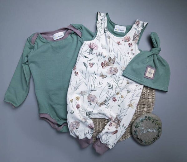 Set | Blumen I Strampler, Body und Knopfbeanie