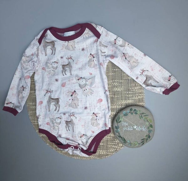 Body l Waldtiere l beige, rosa