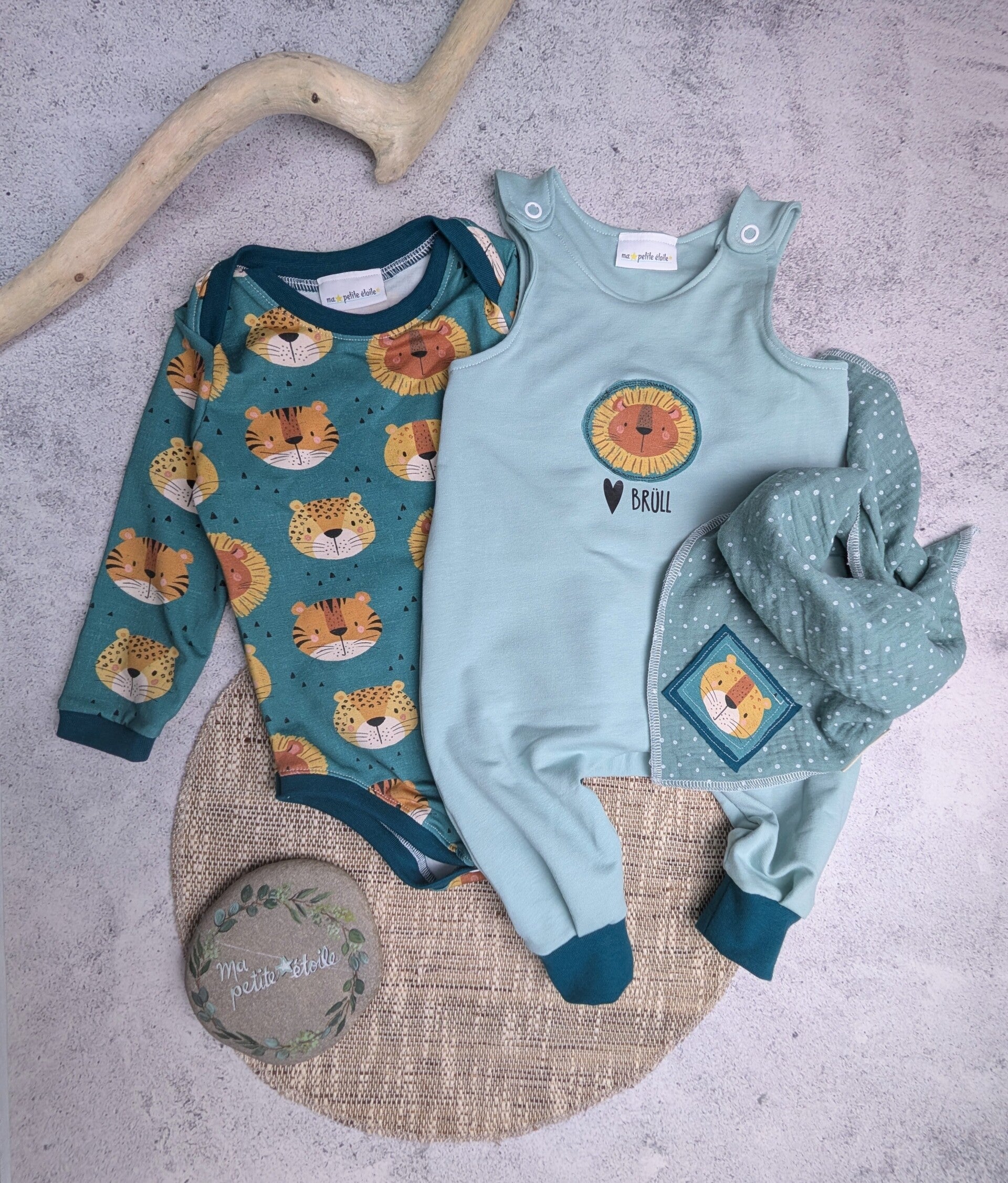 Set | Tiger, Leopard,Löwe l Strampler, Body und Nuscheli