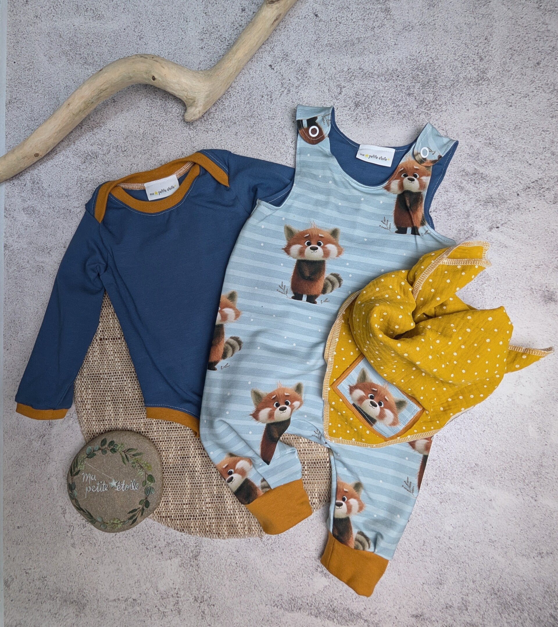 Set | roter Panda l Strampler, Body und Nuscheli