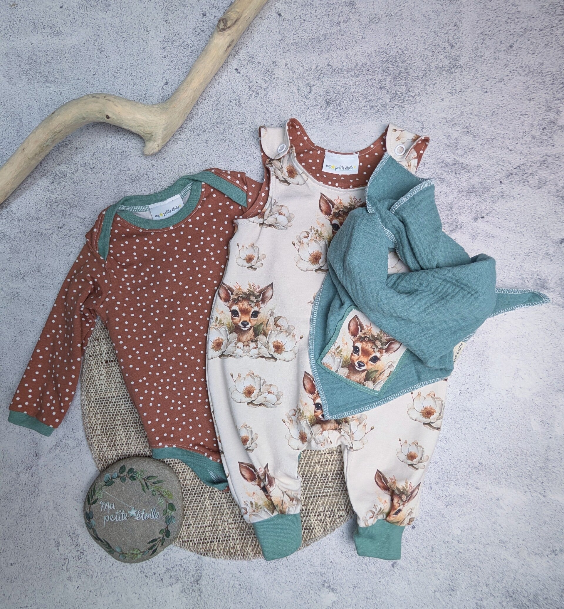 Set | Reh l Strampler, Body und Nuscheli