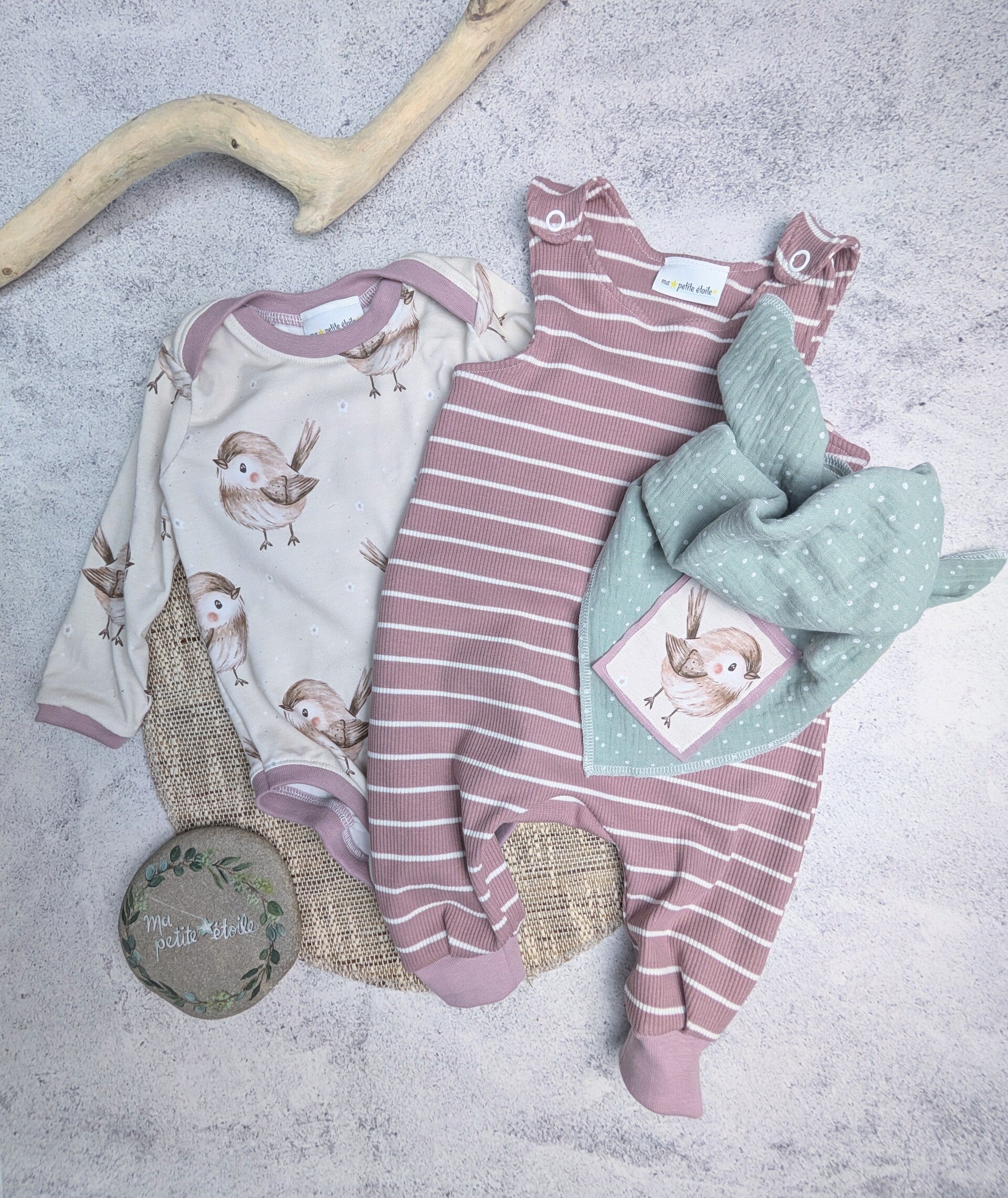 Set | Vögeli l Strampler, Body und Nuscheli