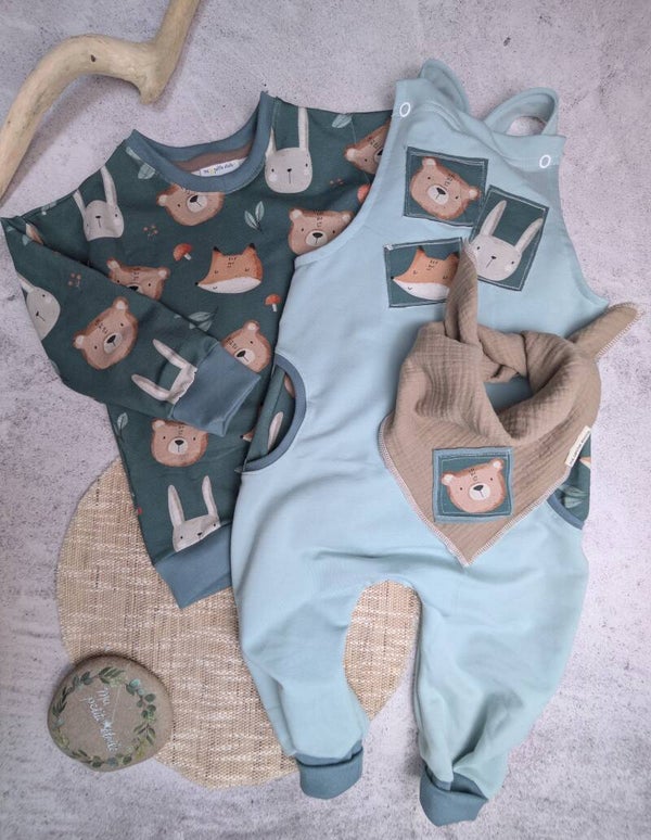 Set | Tiere I Latzhose, OversizePulli und Nuscheli