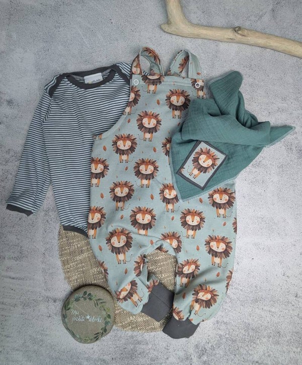 Set l Löwe l Latzhose, Body und Nuscheli