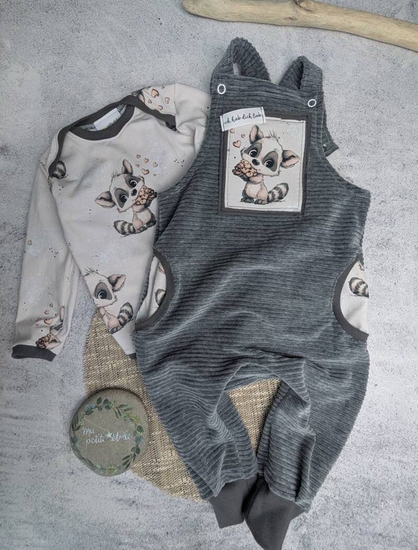 Set l Waschbär l Latzhose und Body