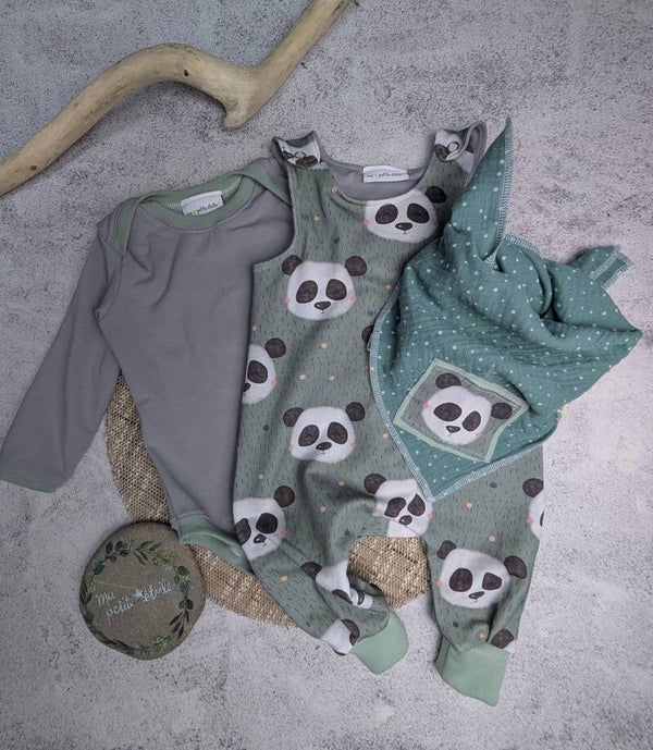 Set | Panda I Strampler, Body und Nuscheli