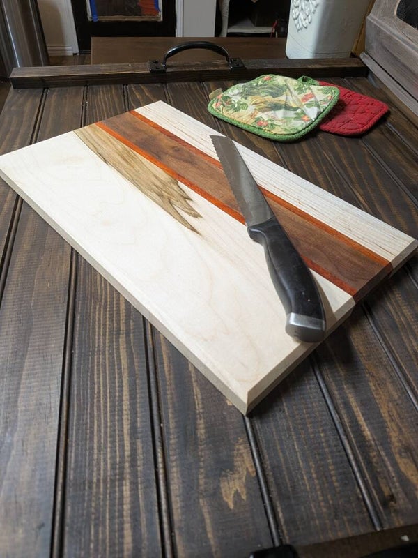 Handcrafted Maple, Walnut and Padauk Cutting Board – Durable & Elegant Wood Chopping Block