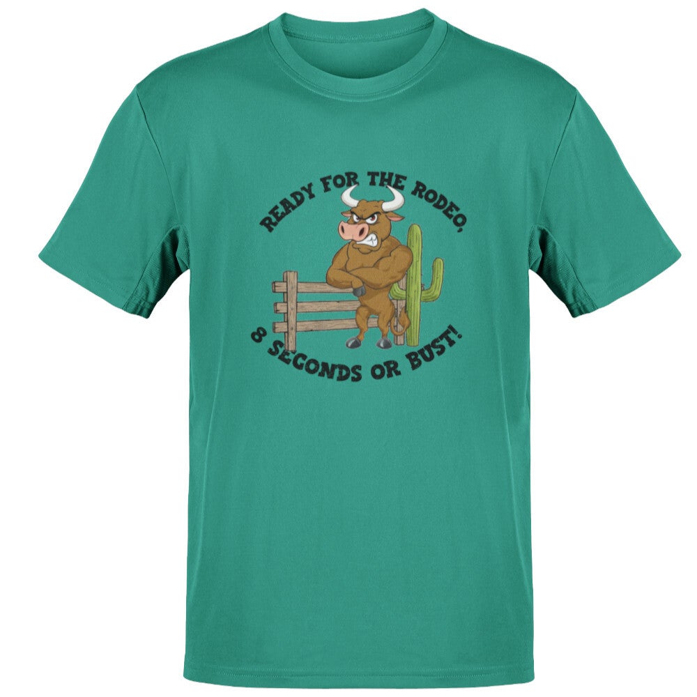 Ready for the Rodeo, 8 Seconds or Bust! Bull Design T-Shirt | Western Apparel