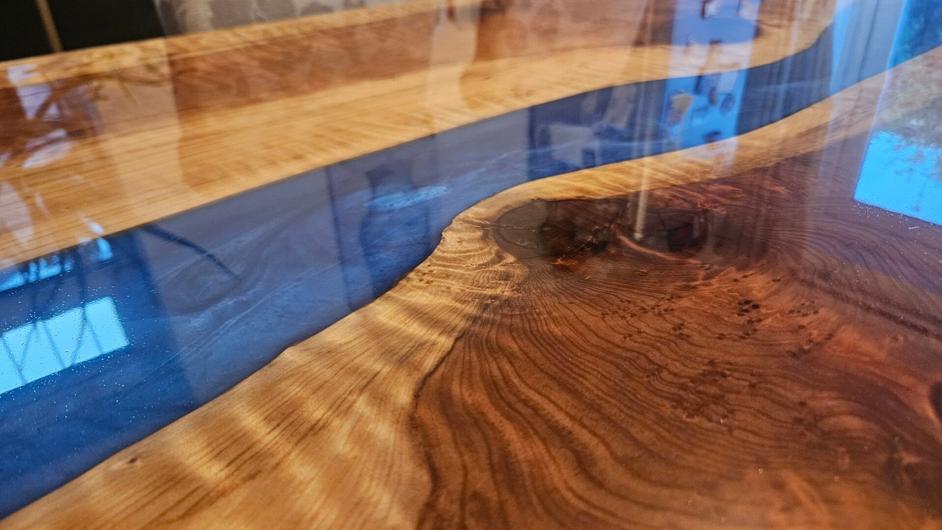 Blue Epoxy River Dining Table
