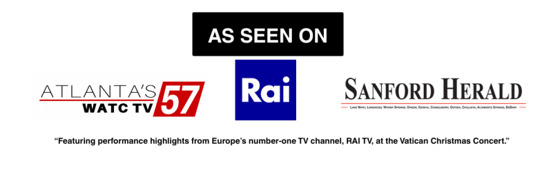 "Turkessa performing at the Vatican Christmas Concert featured on RAI TV, WATC TV 57, and The Sanford Herald."