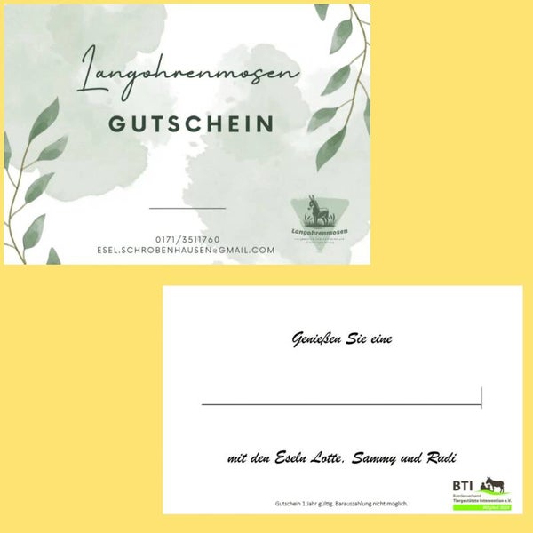 Gutschein Eselzeit - ein Nachmittag am Eselstall