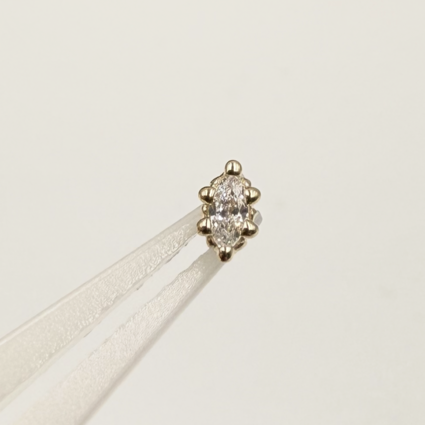 BVLA - 14KT Geel Goud - Cabochon Marquise Crown - CZ