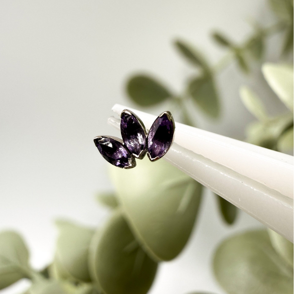 Anatometal - 18KT White Gold - Fan Marquise - Amethyst