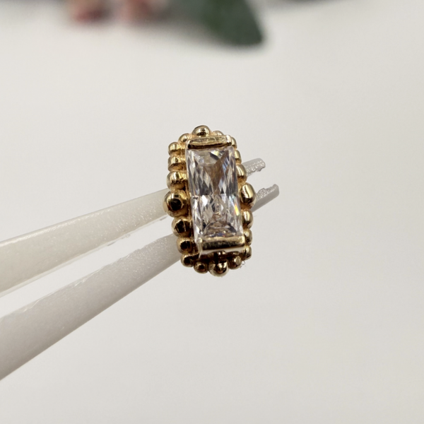 BVLA - 14KT Geel Goud - Baquette With Beads - CZ