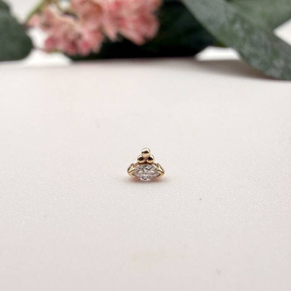 BVLA - 14KT Goud - Marquise V Prong W Tri-bead