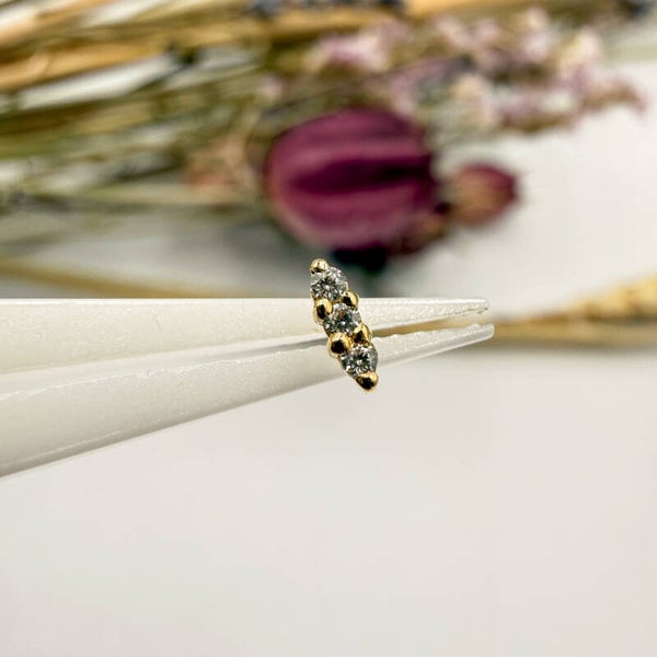 Mushroom - 14KT Geel Goud - Tripple Stone Prong - Zirconia