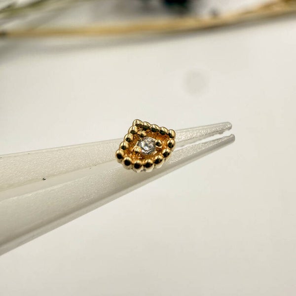 Mushroom - 14KT Geel Goud - Quarter Circle Bezel - Zirconia