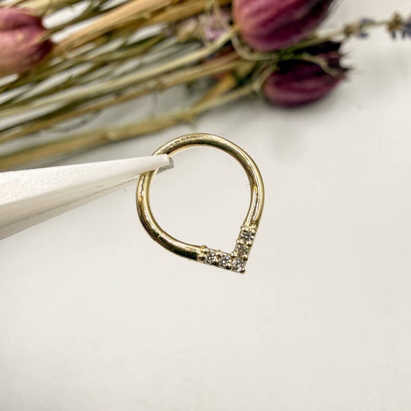 Tawapa - 14KT Geel Goud - Apex Seam Ring - CZ