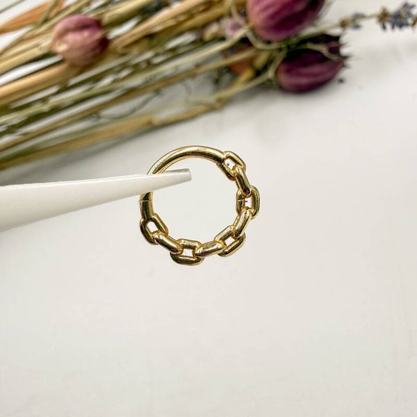 Tawapa - 14KT Geel Goud - Chain Link Seam Ring