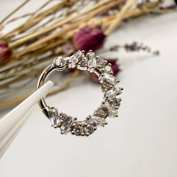 Norvoch - 14KT Wit Goud - Bohemina - Clicker - Witte CZ