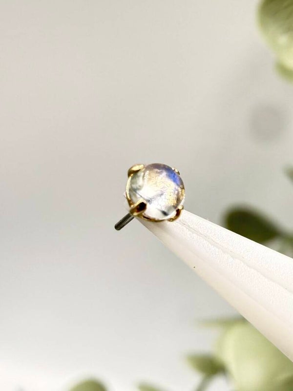 Anatometal - 18KT Geel Goud - Ziana End - Rainbow Moonstone