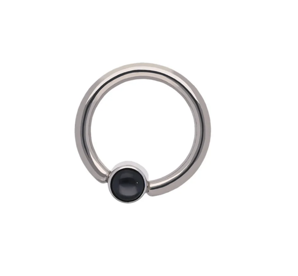 Tremun - Captive bead ring Black onyx