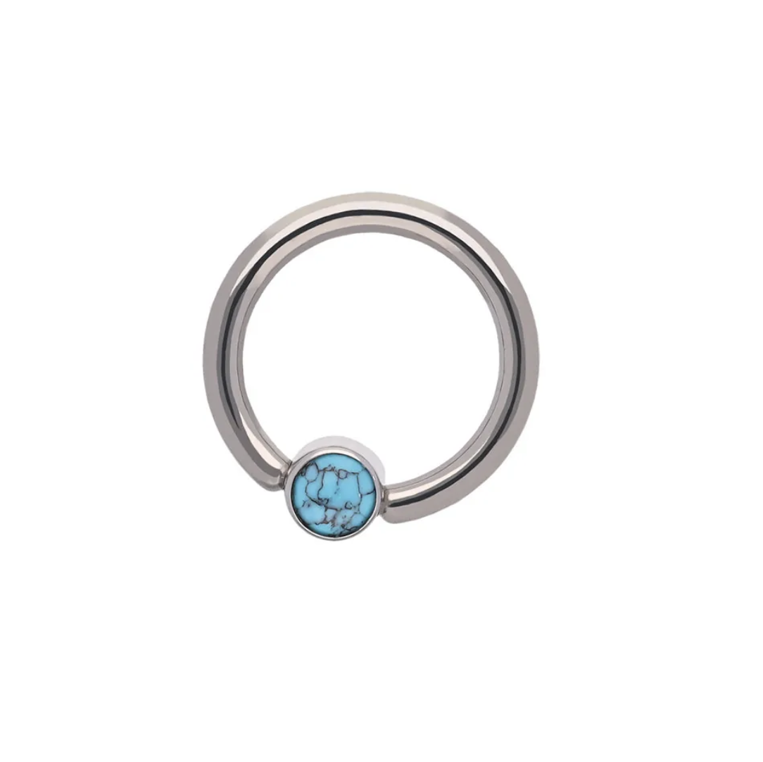 Tremun - Captive bead ring - TURQUOISE
