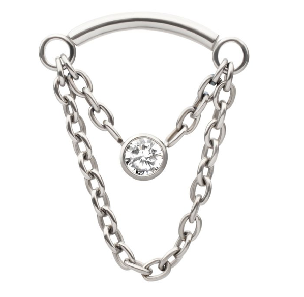 Titanium bezel gem double chain