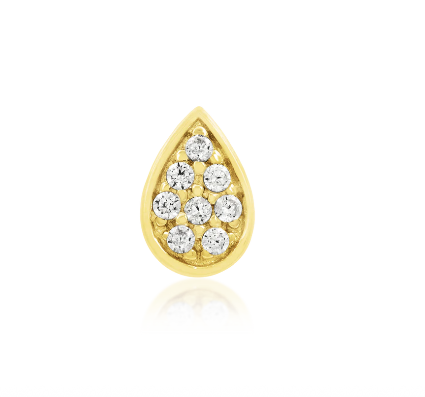 Junipurr - 14KT - Pear - White CZ