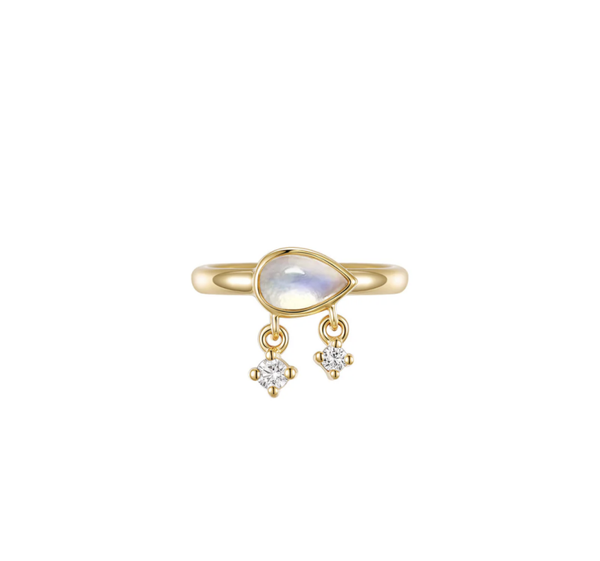 Modern Mood - 14KT Gold - Amara Clicker - Maansteen/ Witte Diamant