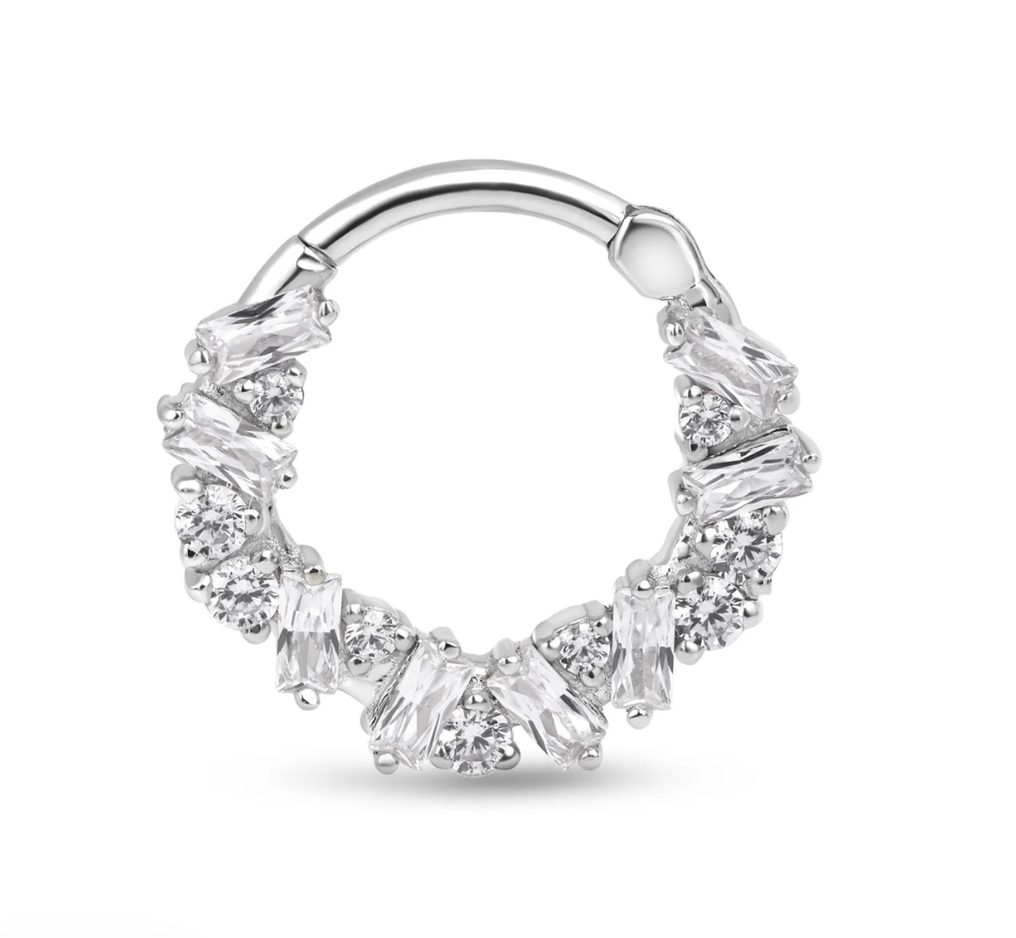 Norvoch - 14Kt Wit Goud - Bohemina - Clicker - Witte CZ