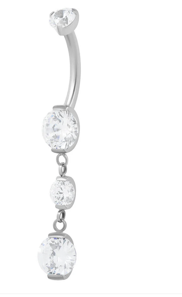Titanium - Navel Bar - Lady - CZ