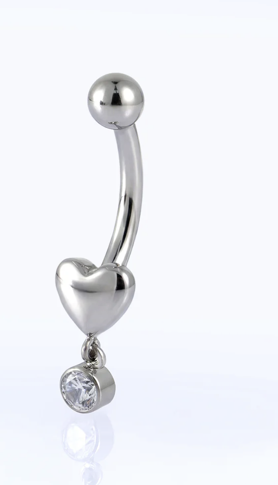 Titanium - Navel bar - Heart