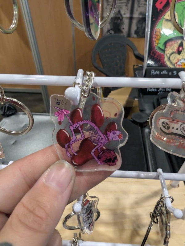 Porte clés chat squelette