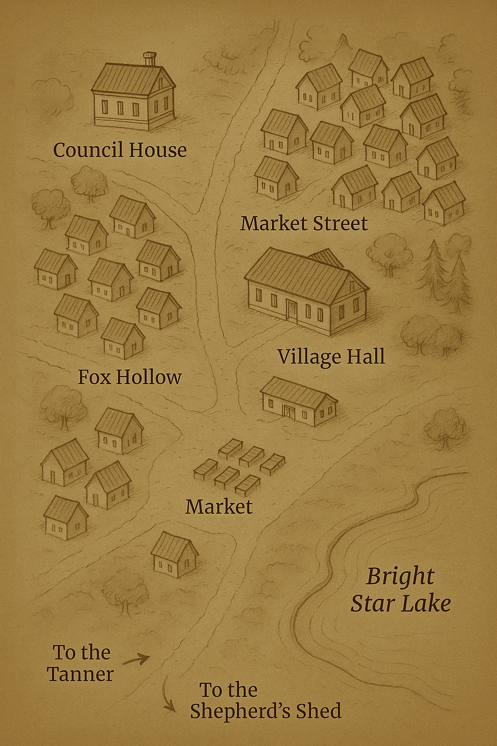 Rowendrey village map fragment