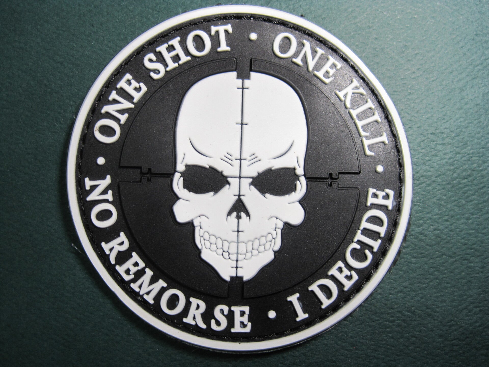 ONE SHOT, ONE KILL, NO REMORSE! MORALE PATCH PVC HOOK BACK