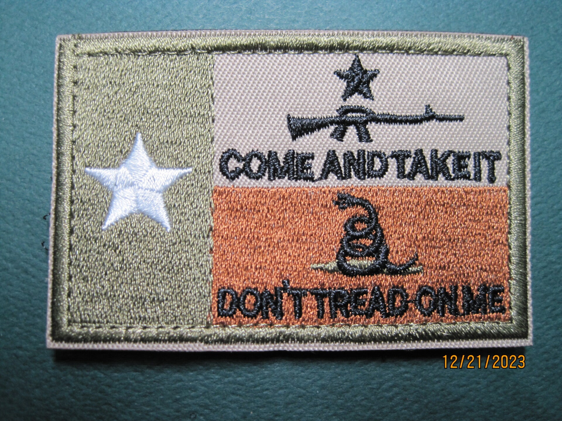 TEXAS COME & TAKE IT AR / DON'T TREAD ON ME FLAG MORALE PATCH HOOK BACK