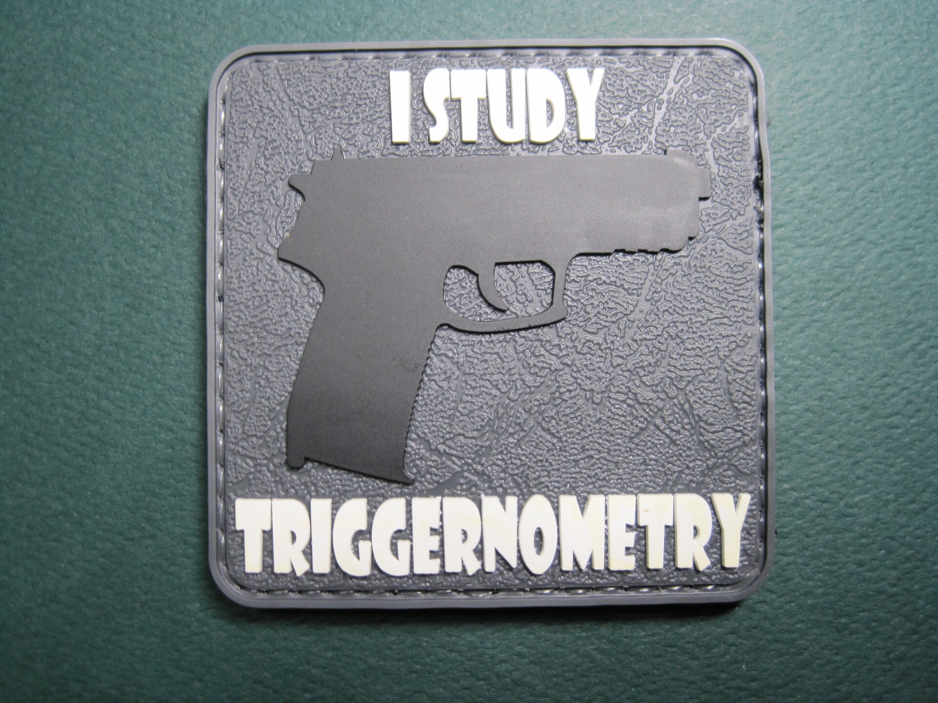I STUDY 'TRIGGERNOMETRY" MORALE PATCH PVC HOOK BACK