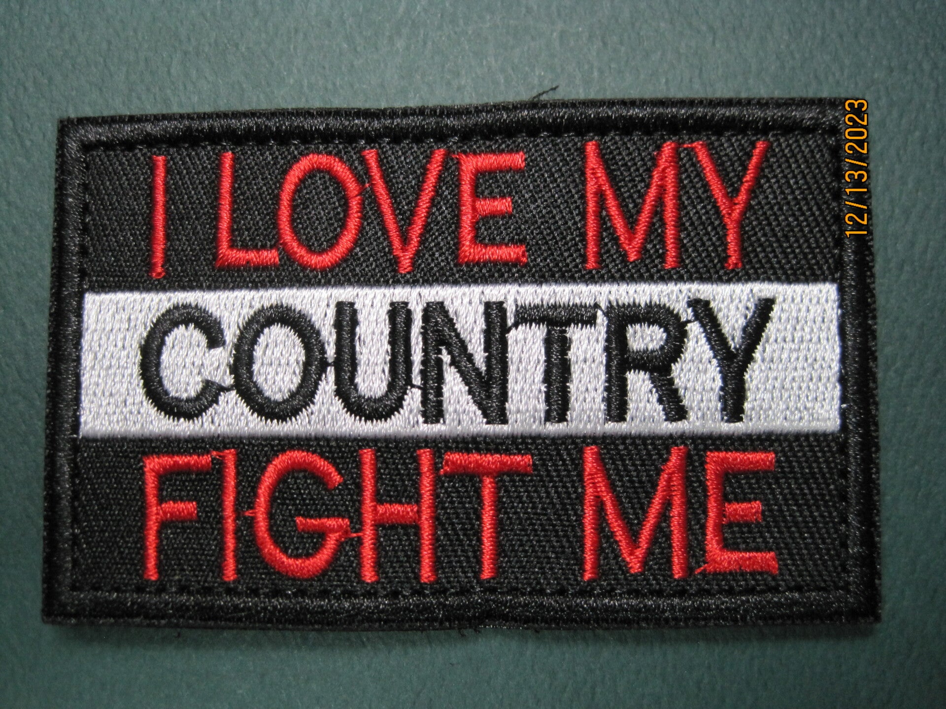 I LOVE MY COUNTRY MORALE PATCH HOOK BACK